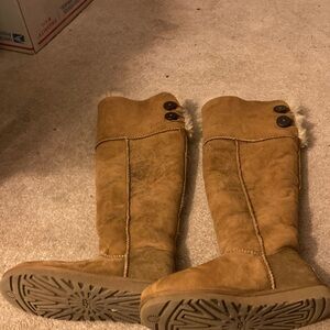 UGG Tan Suede Boots with Black Button Accents